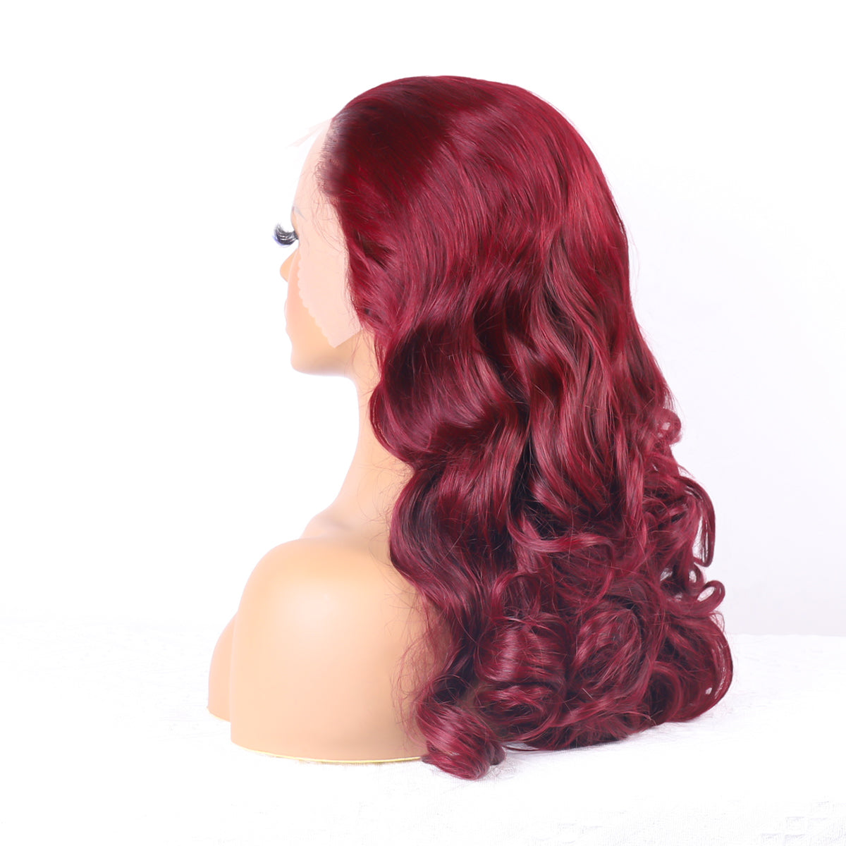 Burgundy Transparent Lace Frontal Human Hair Wigs  13X4 loose Wave Lace Front Wigs (18inch 99J)