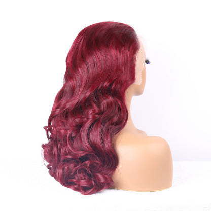 Burgundy Transparent Lace Frontal Human Hair Wigs  13X4 loose Wave Lace Front Wigs (18inch 99J)