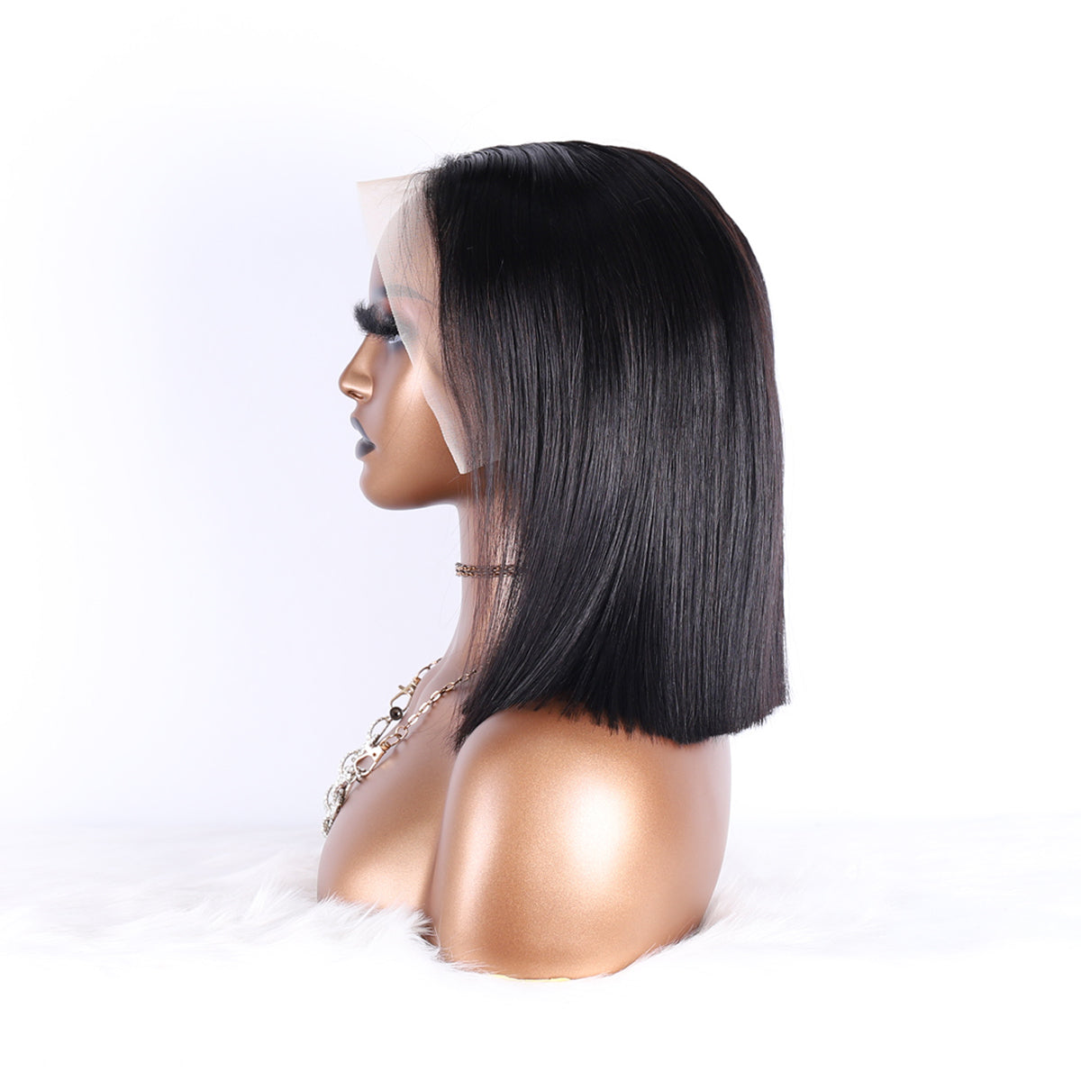 【Double Drawn】 #1B 13*4 Lace Frontal Straight Bob Wig With 250% Full Max Density transparent Lace