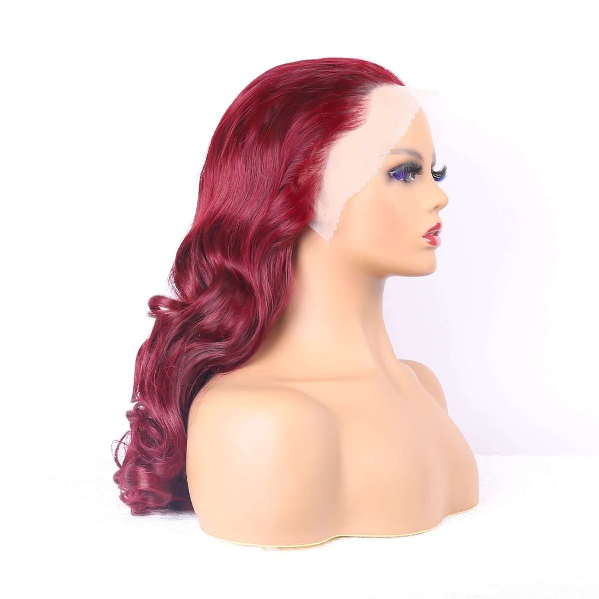 Burgundy Transparent Lace Frontal Human Hair Wigs  13X4 loose Wave Lace Front Wigs (18inch 99J)