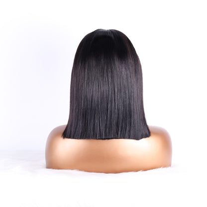 【Double Drawn】 #1B 13*4 Lace Frontal Straight Bob Wig With 250% Full Max Density transparent Lace