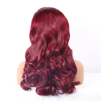 Burgundy Transparent Lace Frontal Human Hair Wigs  13X4 loose Wave Lace Front Wigs (18inch 99J)