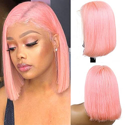 Pink Lace Front Wig Human Hair 13x4 Hd Lace Pink Straight Wigs Human Hair Transparent Lace  Human Hair Wigs for Women