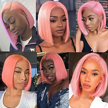 Pink Lace Front Wig Human Hair 13x4 Hd Lace Pink Straight Wigs Human Hair Transparent Lace  Human Hair Wigs for Women