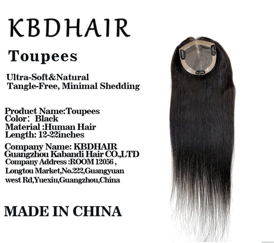 KBDHAIR Toupees, Virgin Hair Straight human hair Toupees 180 Denisty