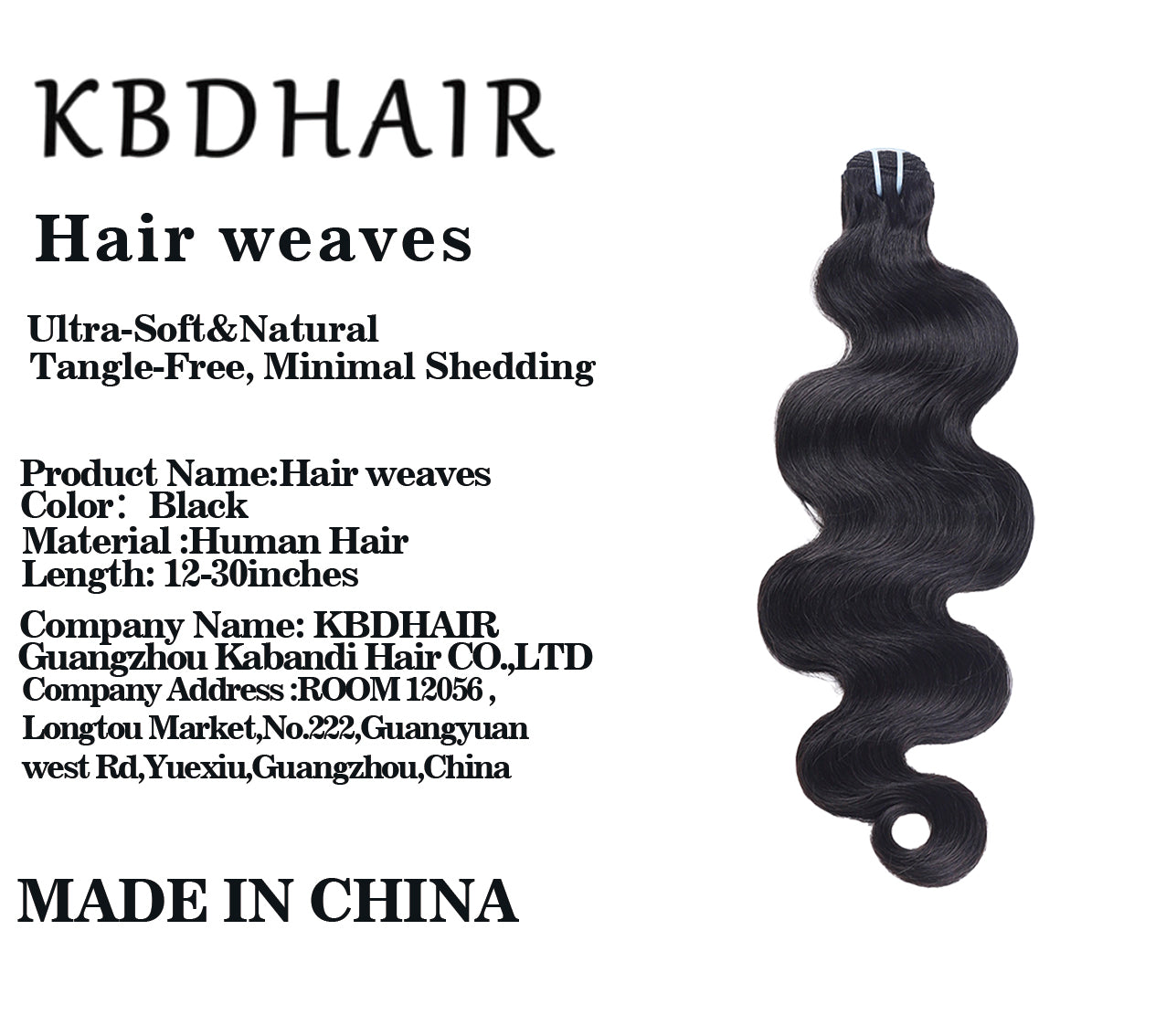 KBDHAIR Hair Weaves 100% Virgin Hair Body Wave Natural Color 100grams