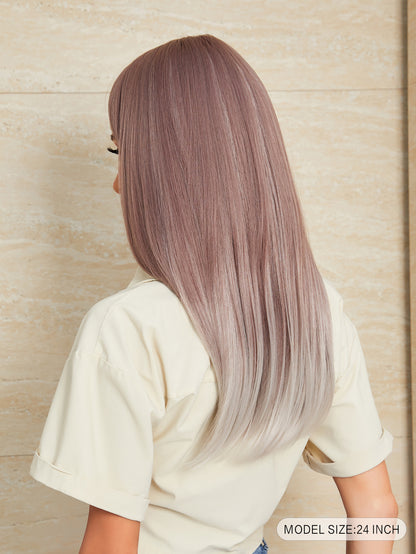 [S60]synthetic hair straight light purplr color long hair wig