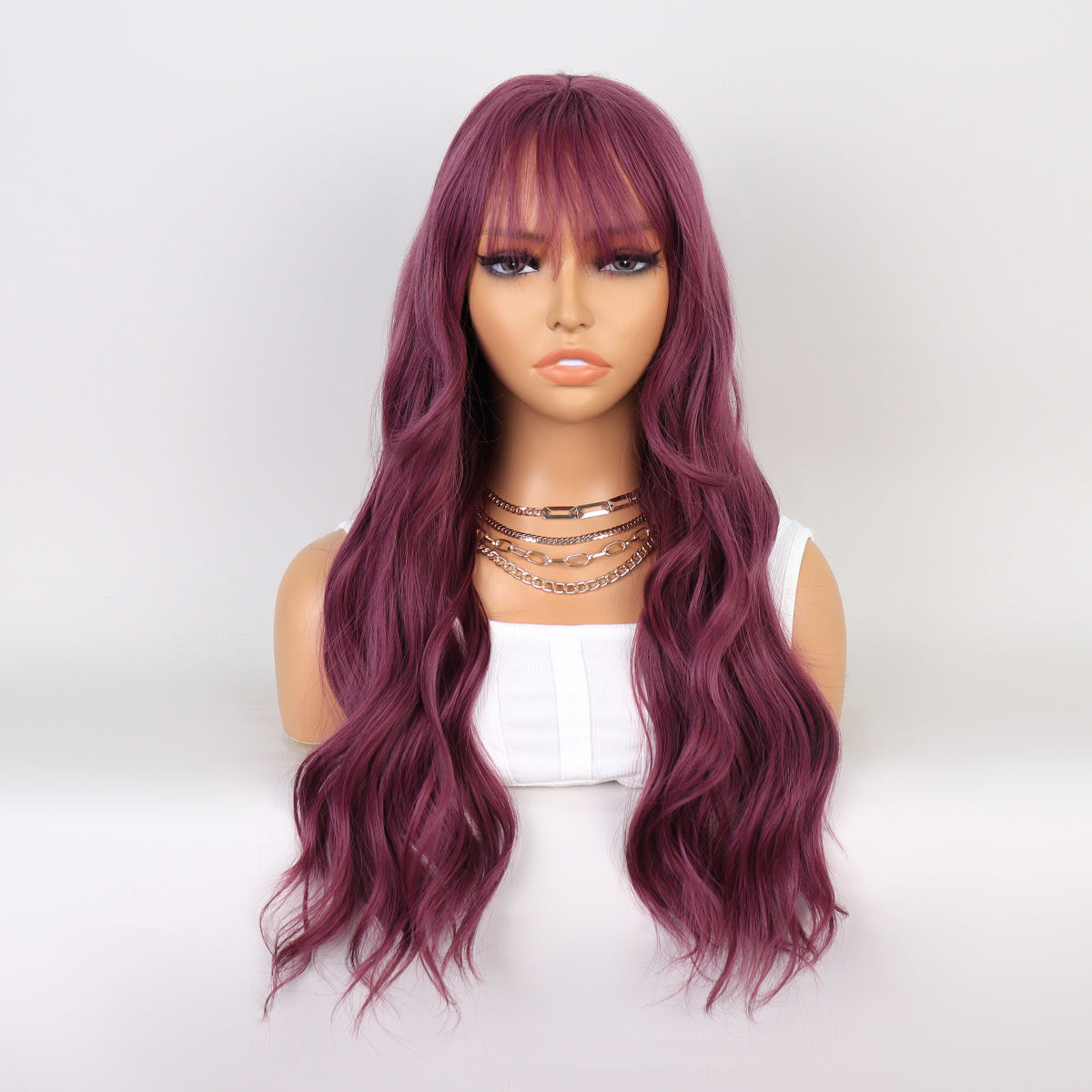 [S71]synthetic hair wavy purplr long synthetic hair wigs for women