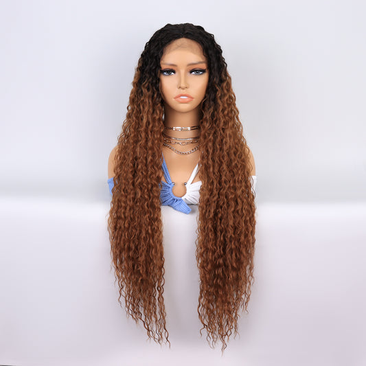 [S47]synthetic hair curly ombre TT2-30 color long hair wig