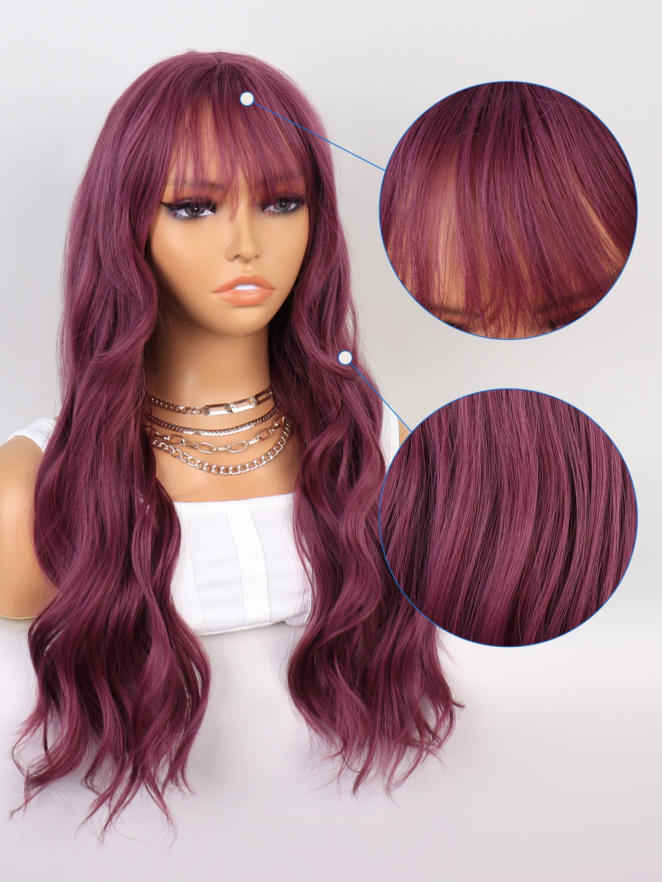 [S71]synthetic hair wavy purplr long synthetic hair wigs for women