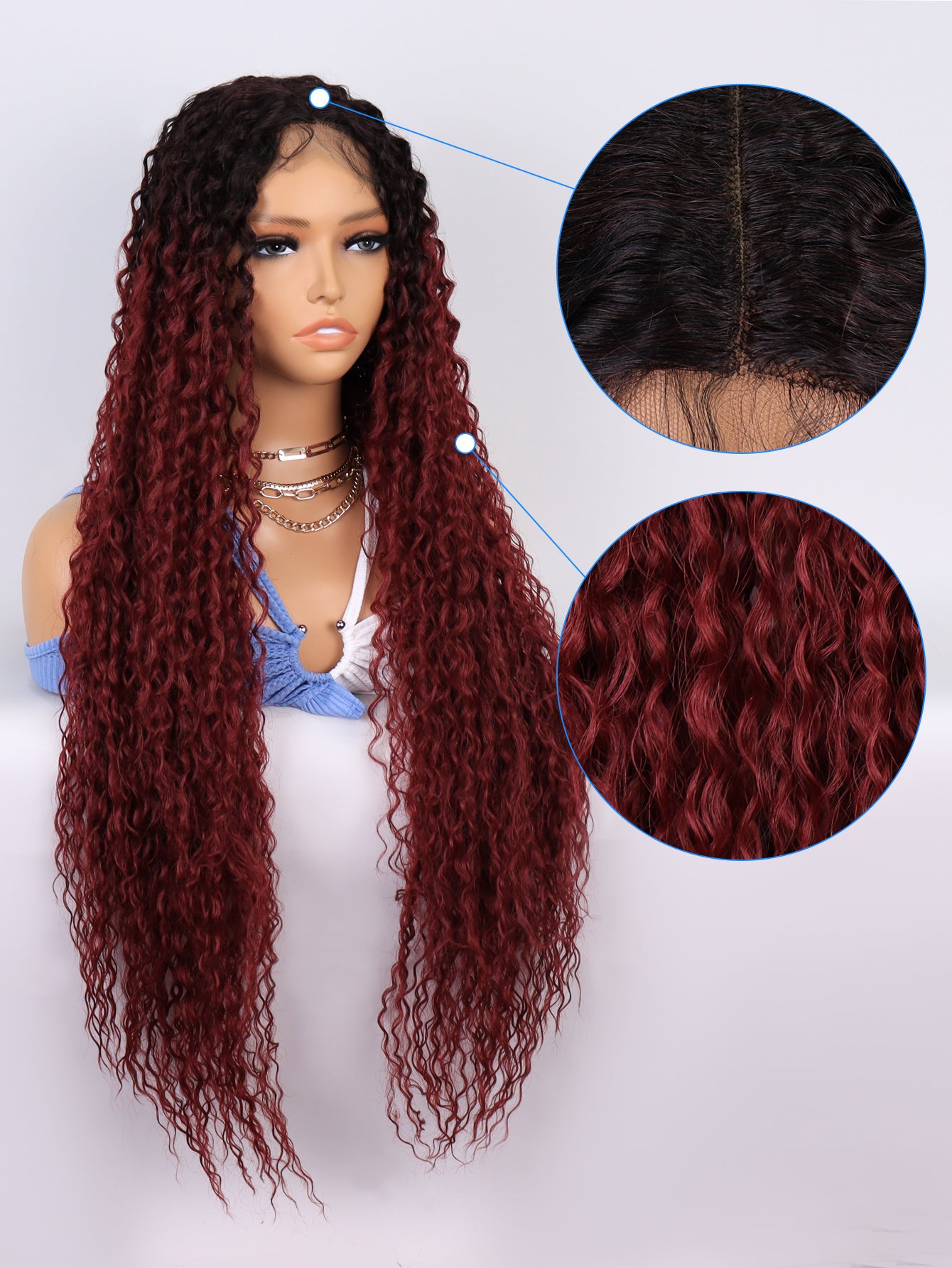 [S48]synthetic hair curly ombre TT2-BUG color long hair wig