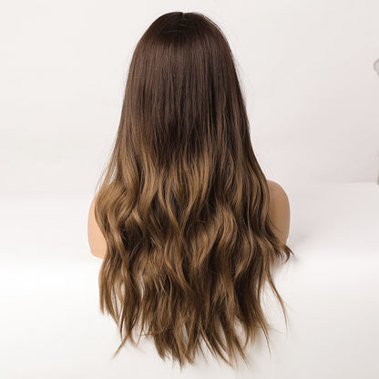 [s80]Beach wave Light Mixed Ash Brown Synthetic hair wig