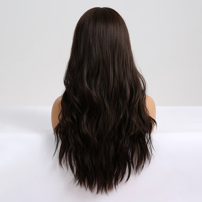 [s81]Beach wave black Synthetic hair wig