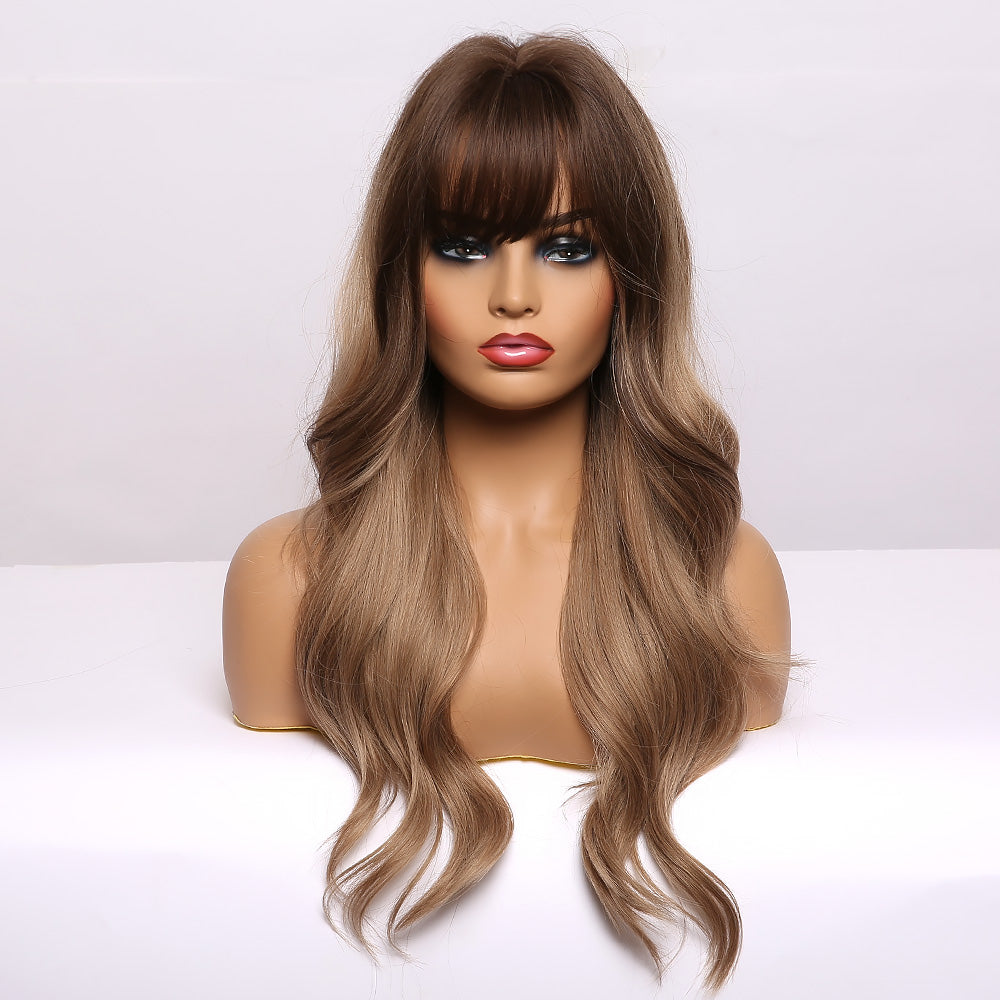 [s78] Water Wave with bangs Synthetic hair wig