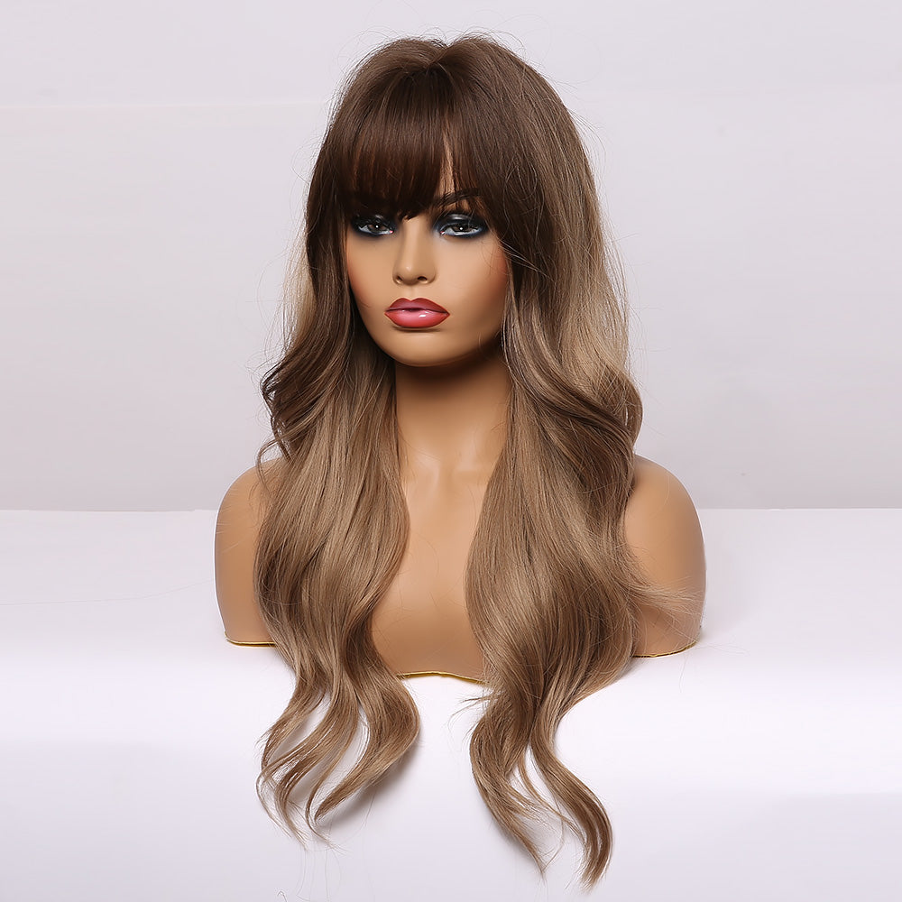 [s78] Water Wave with bangs Synthetic hair wig