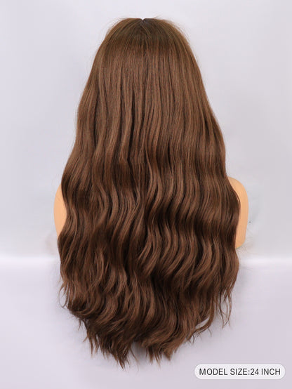 [S72]synthetic hair wavy brown long synthetic hair wigs for women