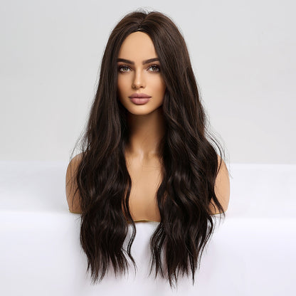 [s81]Beach wave black Synthetic hair wig