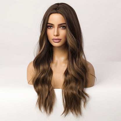 [s80]Beach wave Light Mixed Ash Brown Synthetic hair wig