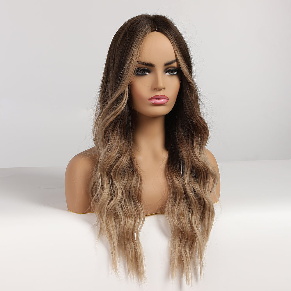 [s82]Long curly brown wig for women