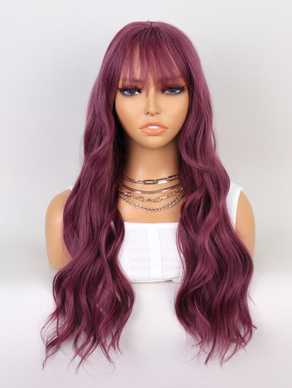 [S71]synthetic hair wavy purplr long synthetic hair wigs for women