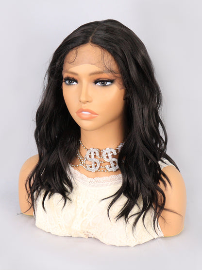 [S54]synthetic wavy wig black color hair shoulder length wigs for women hair wig