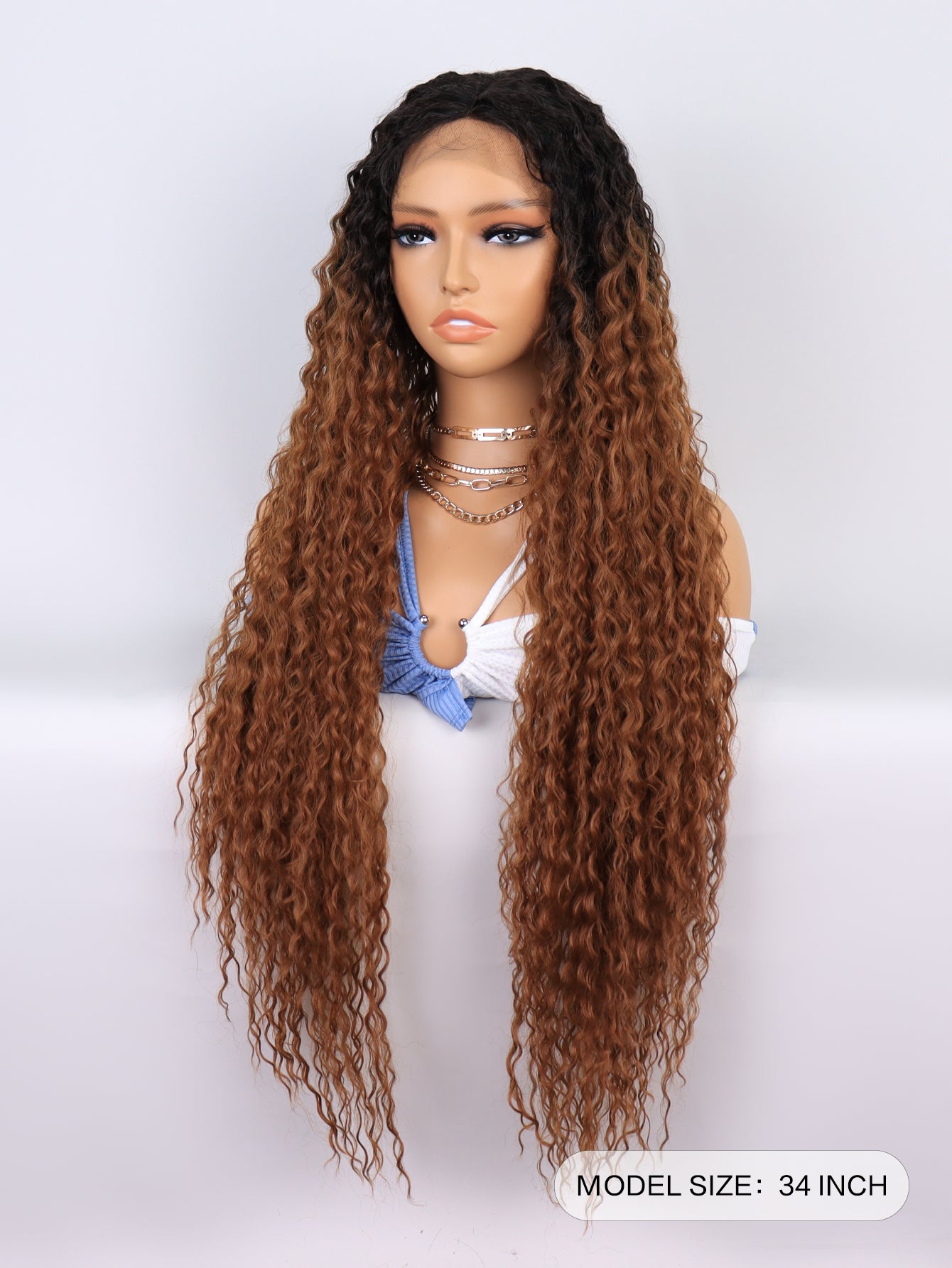 [S47]synthetic hair curly ombre TT2-30 color long hair wig