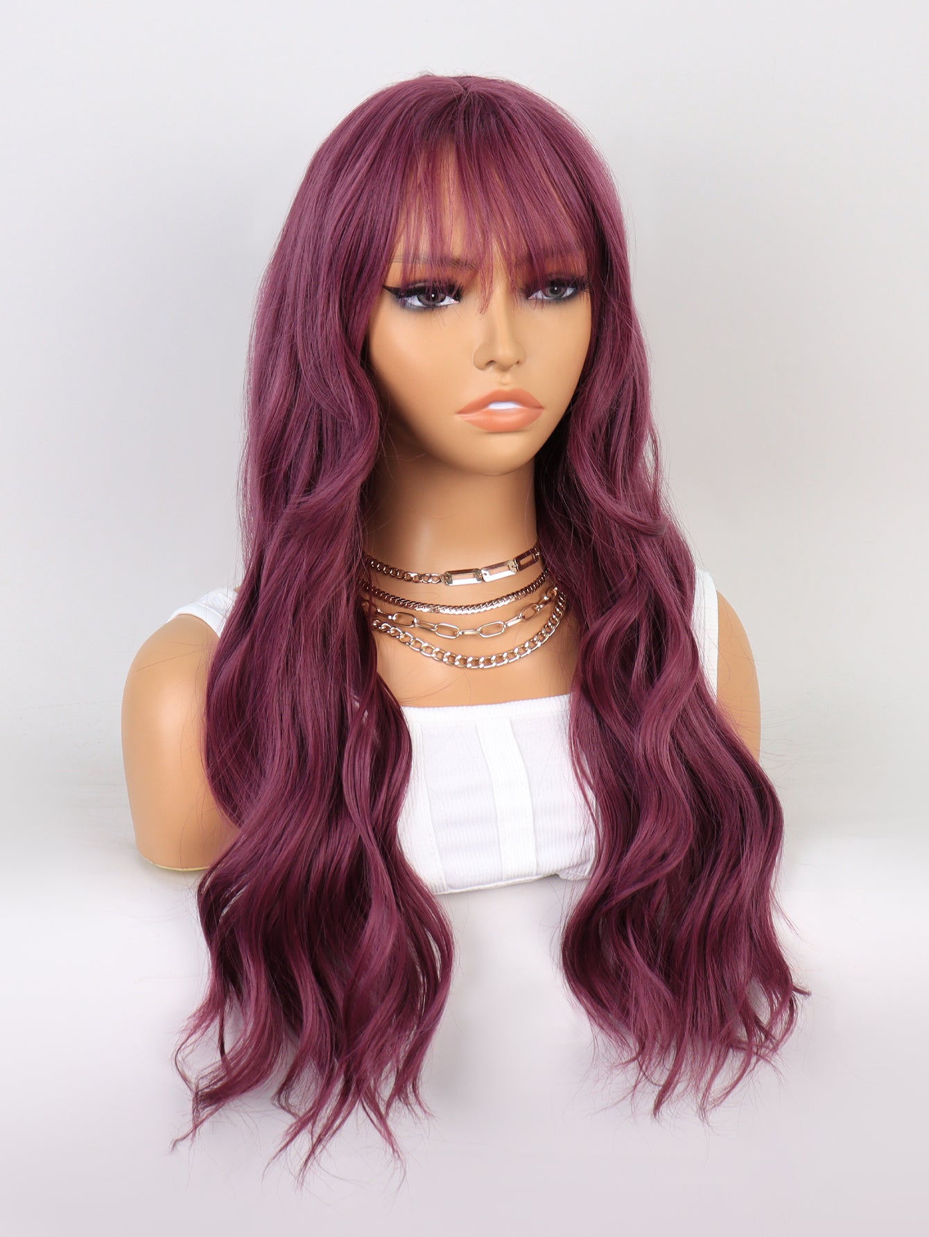 [S71]synthetic hair wavy purplr long synthetic hair wigs for women