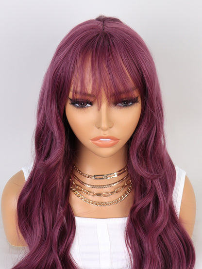 [S71]synthetic hair wavy purplr long synthetic hair wigs for women