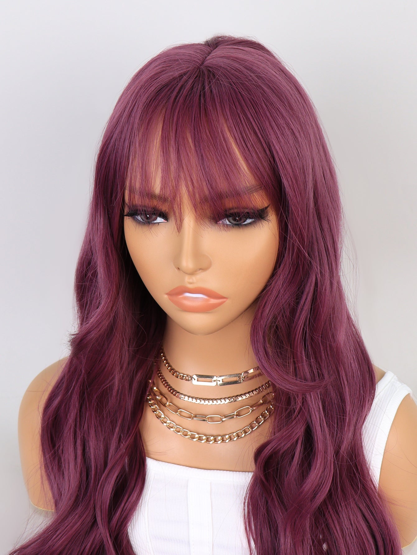 [S71]synthetic hair wavy purplr long synthetic hair wigs for women